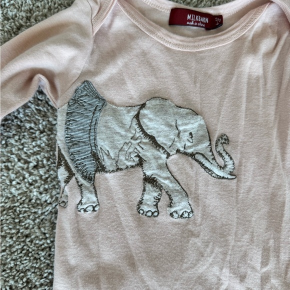Milkbarn Baby Elephant Long-Sleeve Bodysuit - Size 6-12 Months - Picture 5 of 6